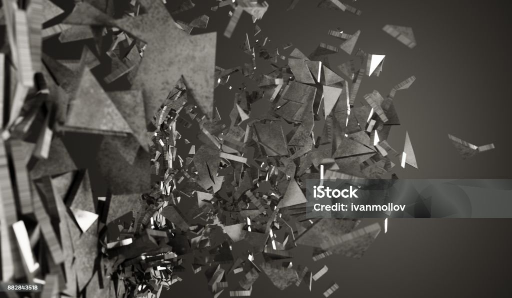 Abstract Shatter Particles Abstract Shattered Surface With Chaotic Flying Particles Stock Photo ...