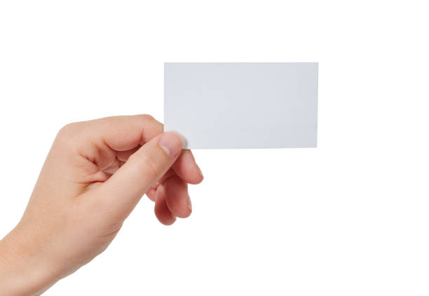 istock Left hand holding out blank business card 882843844
