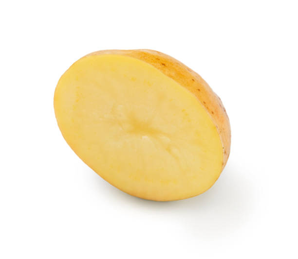 istock Raw potato closeup isolated on white background 882850724