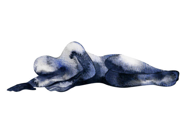 슬픔 수채화 그림 그린 손 그림 디자인의 추상 인간의 포즈 - expressionism stock illustrations