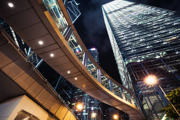 istock Modern cityscape at night with skyscrapers 882860296