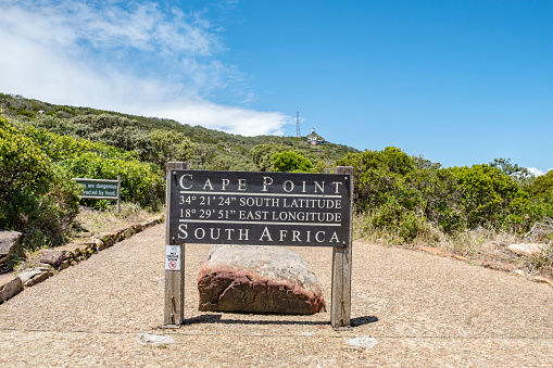Cape of good hope sign at cape point park entrance