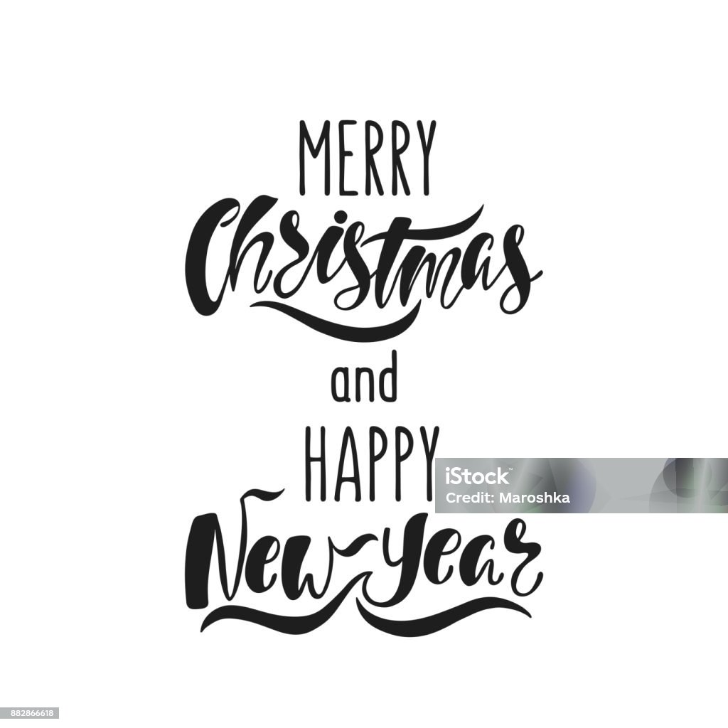 Vetores de Feliz Natal E Feliz Ano Novo Texto De Caligrafia De Mão  Desenhada Tipografia De Férias Cartão De Saudação De Natal Preto E Branco e  mais imagens de Ano novo -
