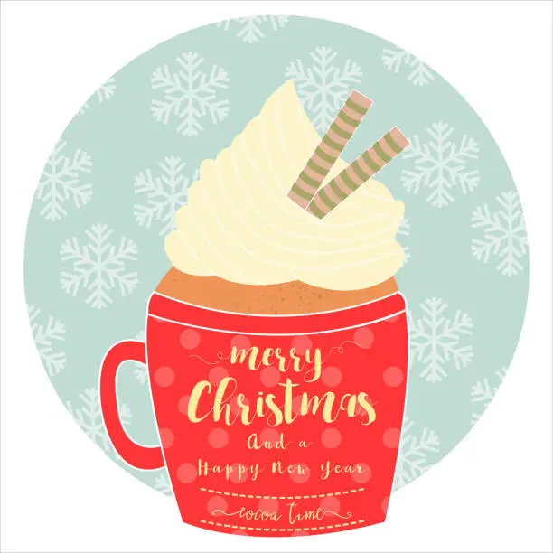 Vector illustration of MUG CAKE MERRY CHRISTMAS AND A HAPPY NEW YEAR