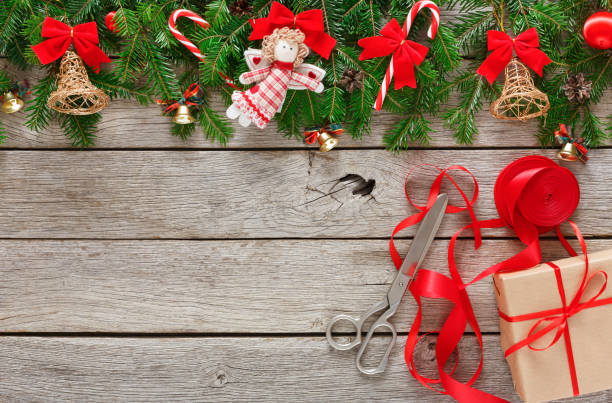 istock Creative hobby. Making christmas presents, top view 882885024