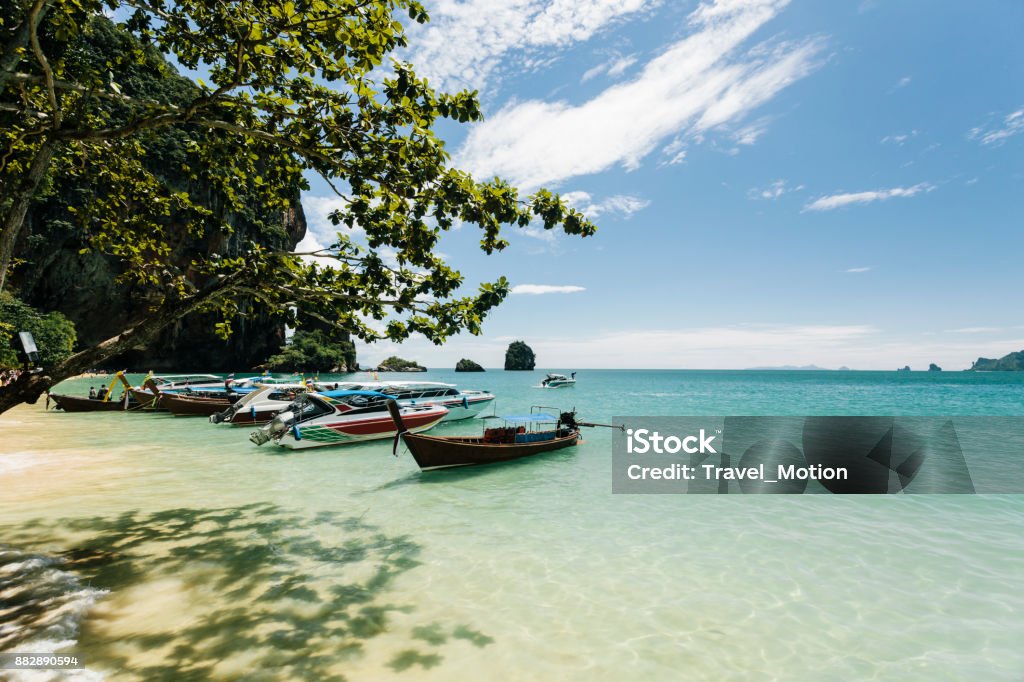 Railay Beach, Krabi, Thailand Coastline bay at Railay Beach, Krabi, Thailand Andaman Sea Stock Photo