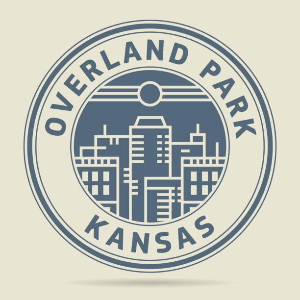 Stamp with text Overland Park, Kansas Stamp or label with text Overland Park, Kansas written inside, vector illustration watermark ideas stock illustrations