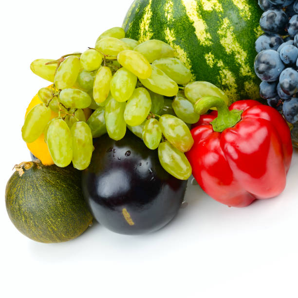 istock Set of fruit and vegetable isolated on white background. Free space for text. 882898180
