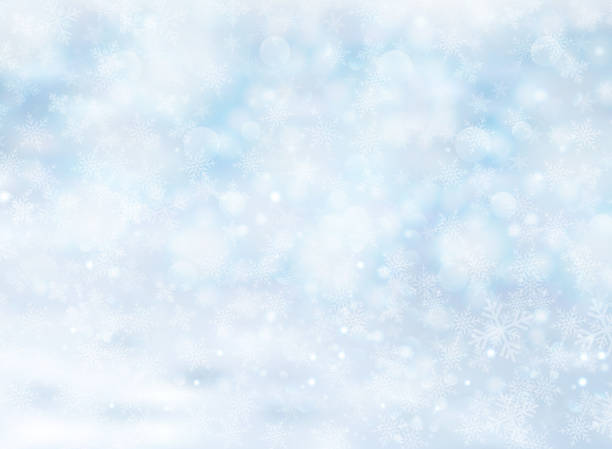 рождественская зима на синем фоне. белый снег со снежинками на серебристом ярком свете. - white background horizontal selective focus silver stock illustrations