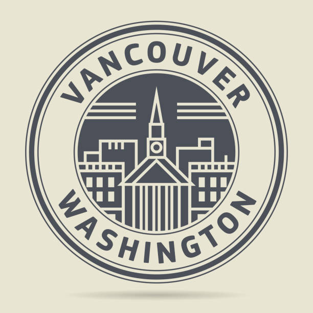 Stamp with text Vancouver, Washington Stamp or label with text Vancouver, Washington written inside, vector illustration watermark ideas stock illustrations