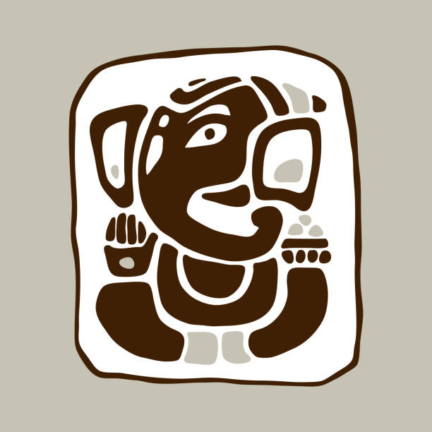 Golden Ganapati Meditation in lotus pose Hindu God Ganesha. Golden Ganapati. Vector hand drawn illustration. Meditation in lotus pose ganesha outline drawing stock illustrations