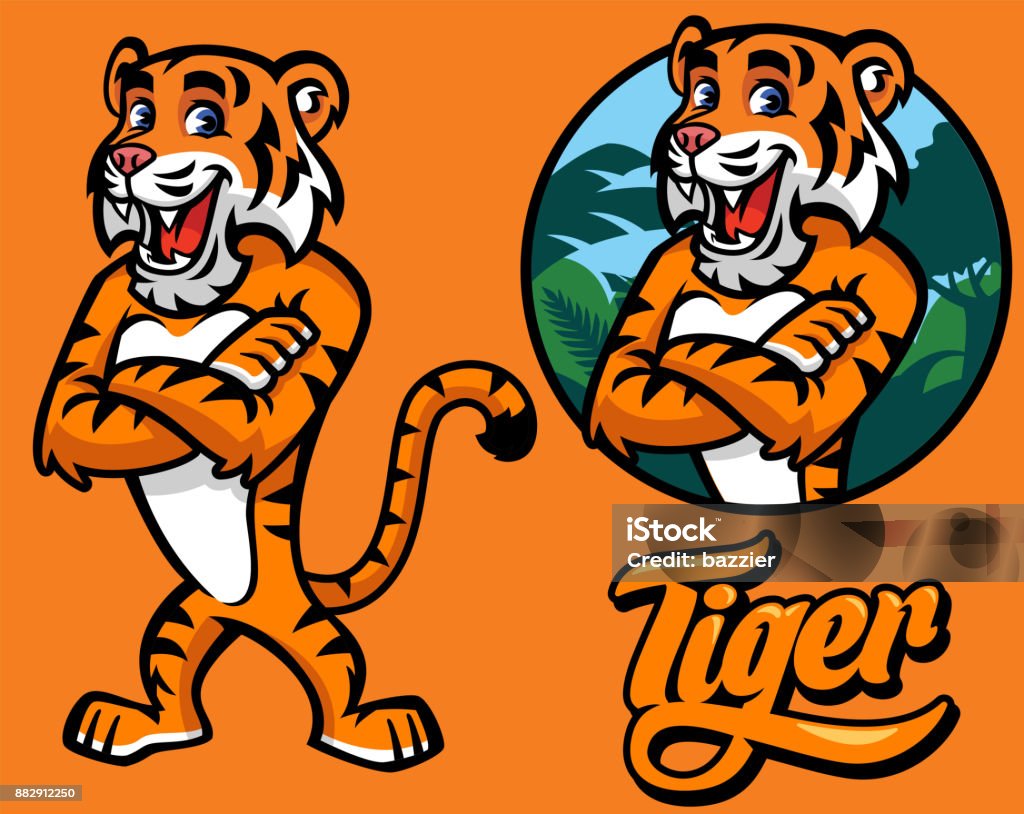 jeu de personnage de dessin animé tigre - clipart vectoriel de Tigre libre de droits