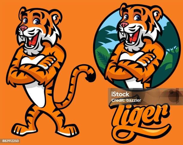 Jeu De Personnage De Dessin Animé Tigre Vecteurs libres de droits et plus d'images vectorielles de Tigre - Tigre, Mascotte, Cartoon