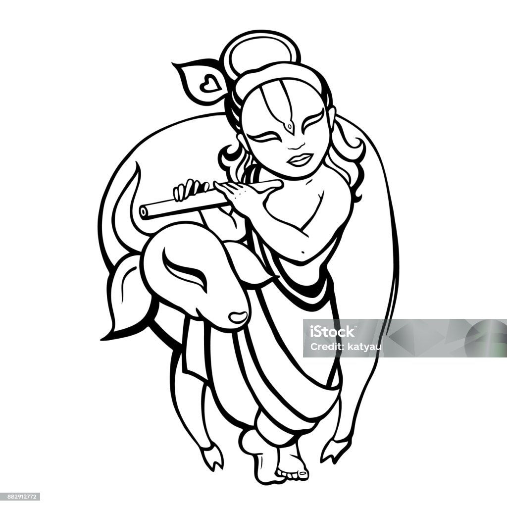 Hindu God Krishna Stock Illustration - Download Image Now ...