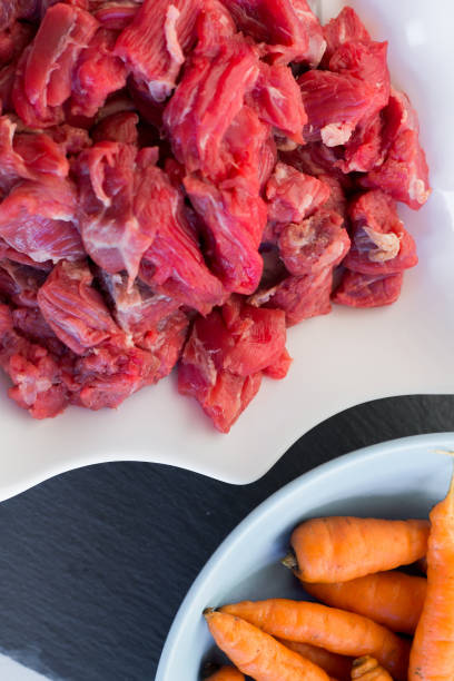 istock chopped fresh raw beef close up in white plate 882913458