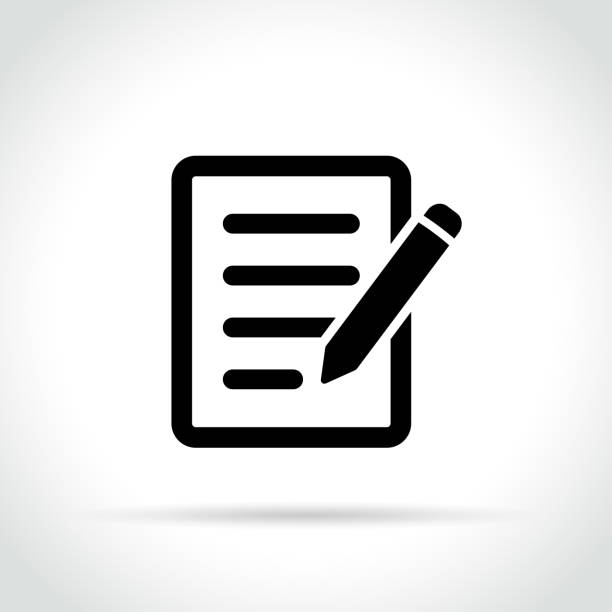 pencil with paper icon Illustration of pencil with paper icon notepad and pen stock illustrations