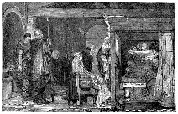 istock Queen Fredegonda at the death-bed is cursed by dying Pretextatus 882918212