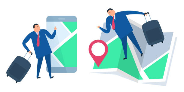 istock Businessman searchig for location on the map. Vector concept illustration. 882918684