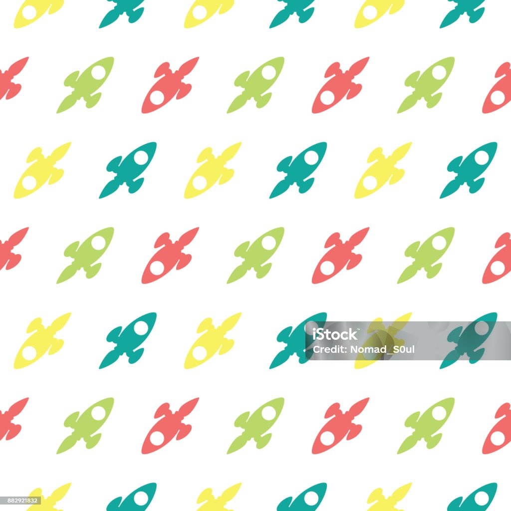 Explorer Pattern Vector Space Rocket Explorer Seamless Silhouette Colored Pattern Background ...