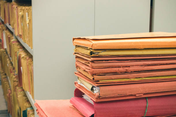 files on a table with blank labels