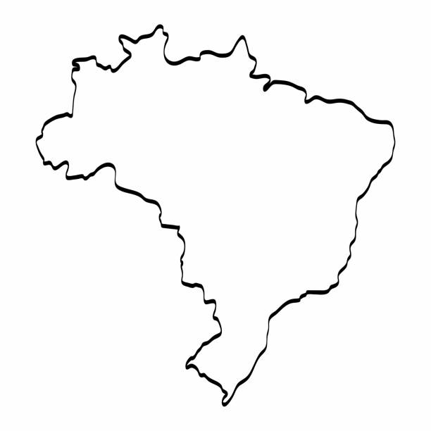 Brazil map outline graphic freehand drawing on white background. Vector illustration Brazil map outline graphic freehand drawing on white background. Vector illustration argyll and bute stock illustrations