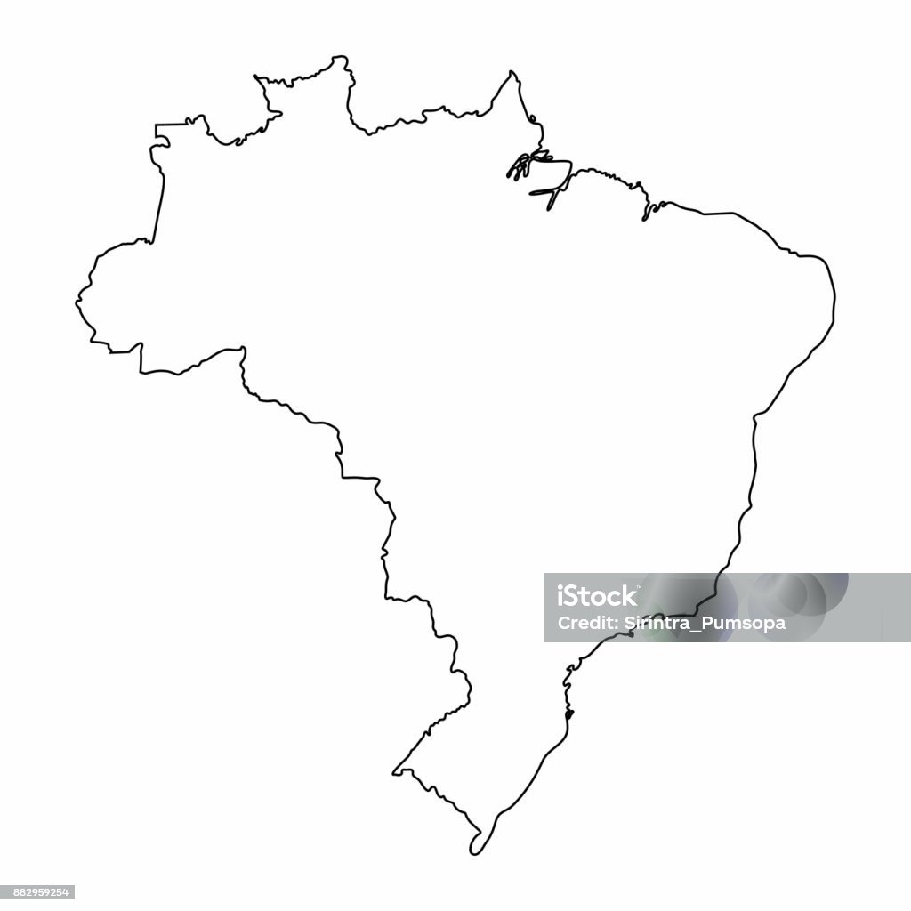 Brazil map outline graphic freehand drawing on white background. Vector illustration Abstract stock vector