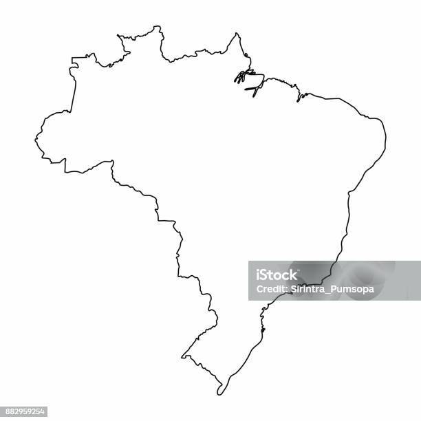 Brazil Map Outline Graphic Freehand Drawing On White Background Vector Illustration Stock Illustration - Download Image Now