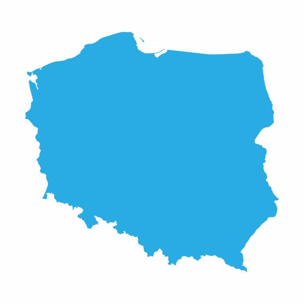 青の背景、ベクトル図にポーランド マップ - poland点のイラスト素材／クリップアート素材／マンガ素材／アイコン素材