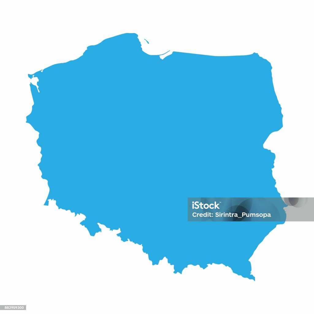 Mapa da Polónia sobre fundo azul, ilustração vetorial - Vetor de Polônia royalty-free