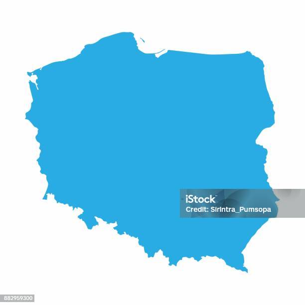 Poland Map On Blue Background Vector Illustration Stock Illustration - Download Image Now - Poland, Map, Vector