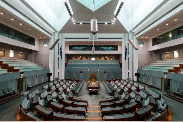 House of Representative Canberra, Australia - October 14, 2017: A view inside House of Representative chamber in Parlianment House. canberra photos stock pictures, royalty-free photos & images