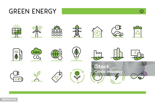 Green Energy Icon Set Stock Illustration - Download Image Now - Icon Symbol, Sustainable Energy, Sustainable Resources