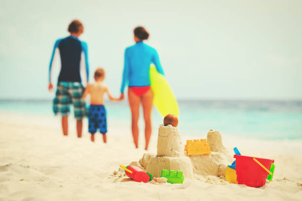 istock sand castle on tropical beach, family vacation 882972470