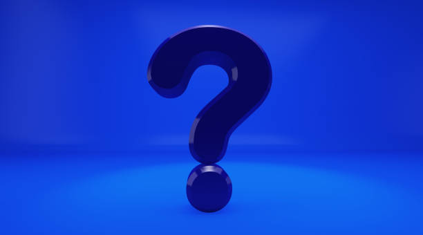 istock 3D rendering of bleu Question Mark on blue Background. Exclamation and question mark 882979504