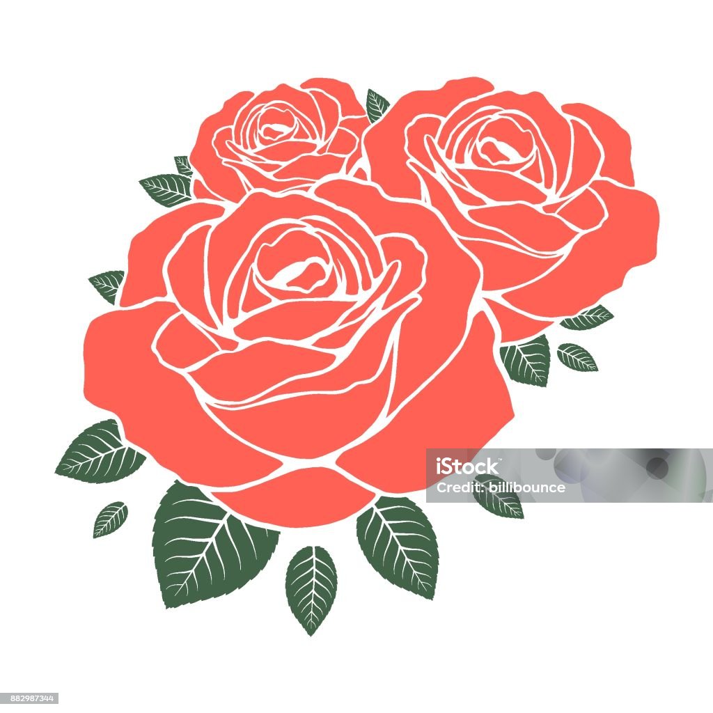 Three Roses Stencil Stencil Of Roses Vector Illustration Stock Illustration - Download ...