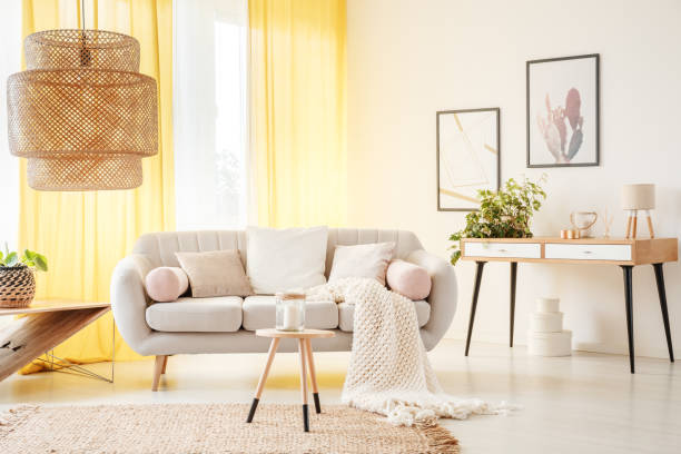 istock Warm bohemian living room 882987890