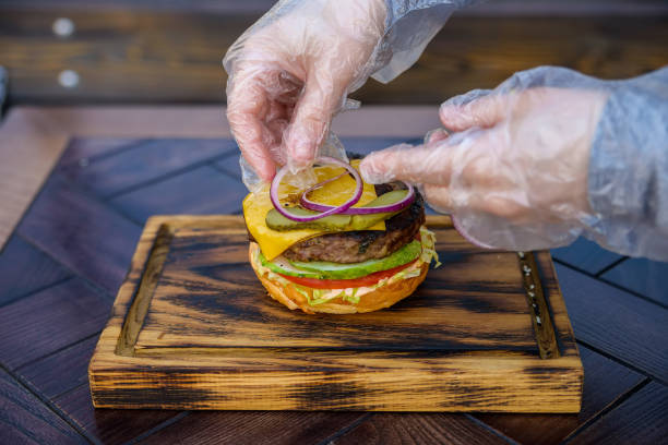 Preparing delicious hamburger