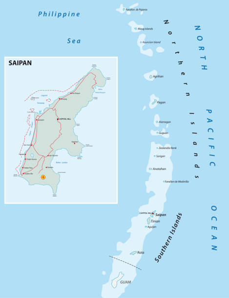 Saipan Road Map Saipan And The Northern Mariana Islands Map 