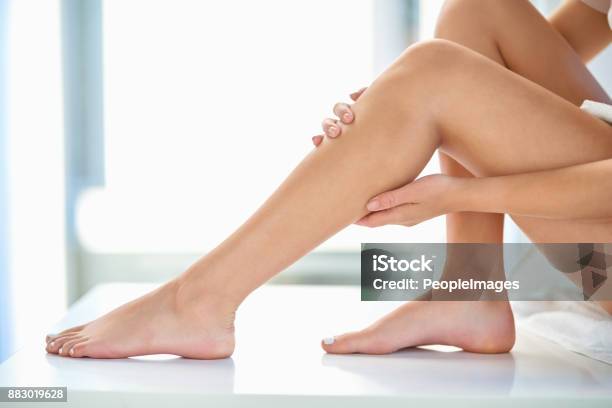 Completely Smooth And Soft To The Touch Stock Photo - Download Image Now - Leg, Hair Removal, Waxing - Hair Removal
