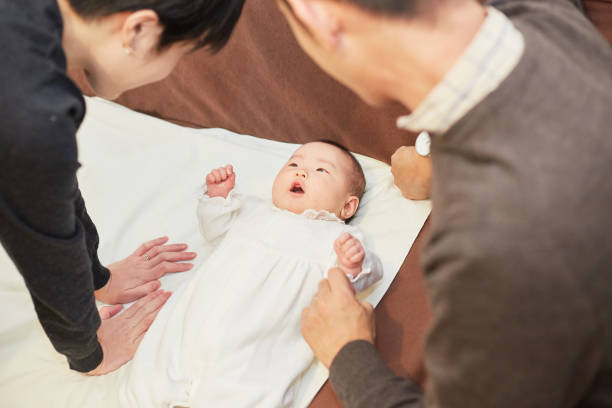 istock mother and father cheering up their baby 883020308