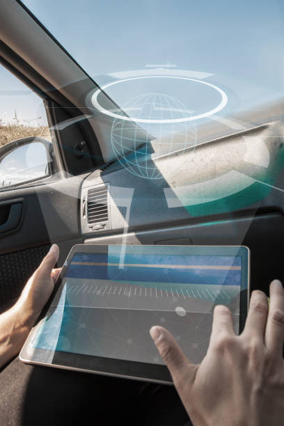 istock Self driving autonomous intelligent vehicle interior 883027776