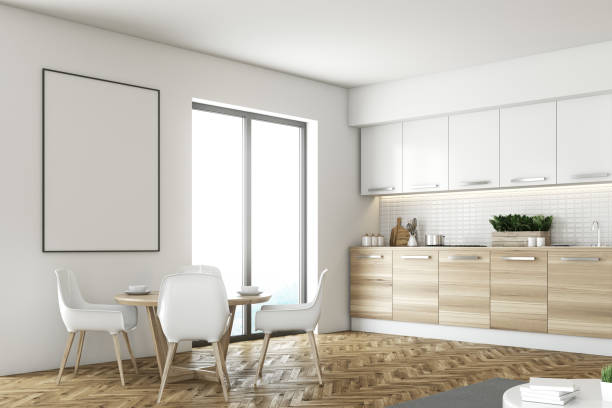 istock White and wooden kitchen corner, poster 883037586