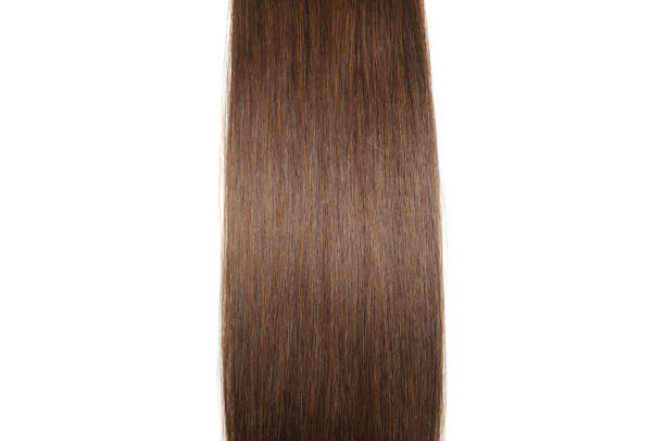 istock Straight chocolate brown human hair weave extension bundles 883041018