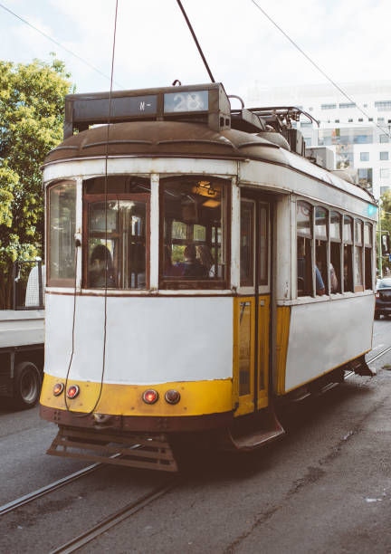 istock Famous Lisbon tram on the street. 883041406