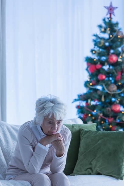 istock Lonely christmas of a female citizen 883049716