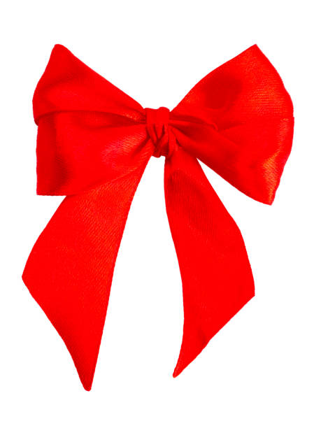 istock Red ribbon with bow on a white background 883054962