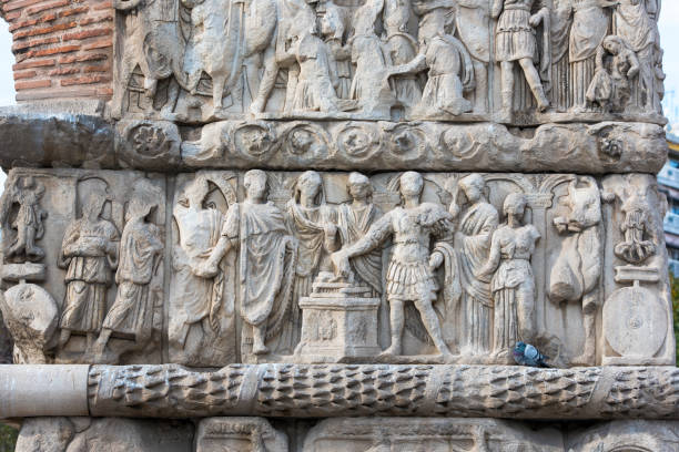 istock Ancient ruins with bas-reliefs in Thessaloniki, Greece 883068556
