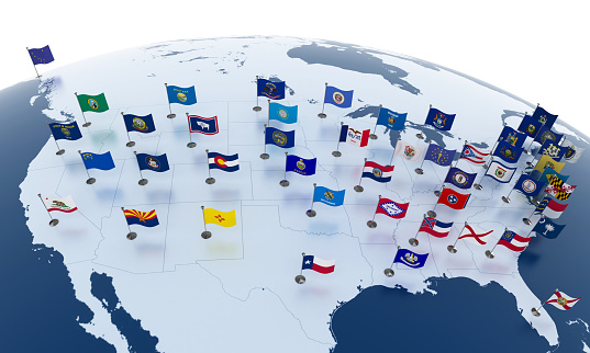 Banderas de los Estados de Estados Unidos en el continente americano photo