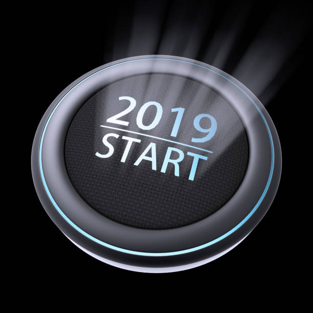 istock New year 2019 blue lighting with BTN to press and start 883073194