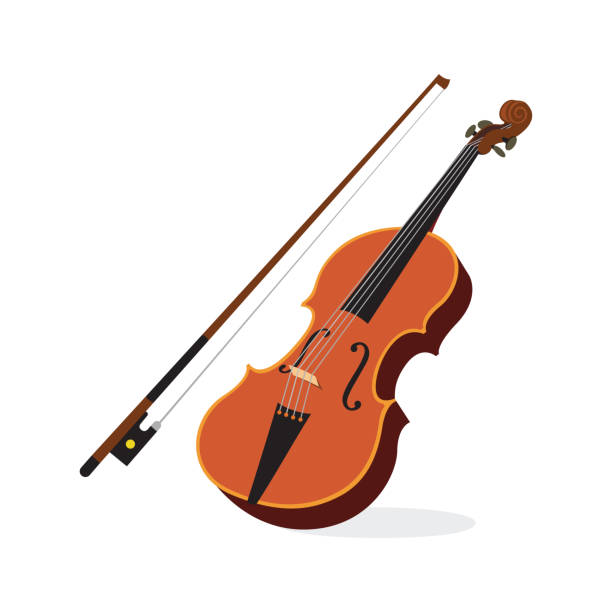 ilustraciones, imágenes clip art, dibujos animados e iconos de stock de violín - arco equipo musical